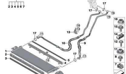 Junta perfilada para radiador de aceite OEM 17219501844 para BMW G87 (M2), G80 (M3) y M3 CS. Compatible con modelos M con motor S58. Original BMW.