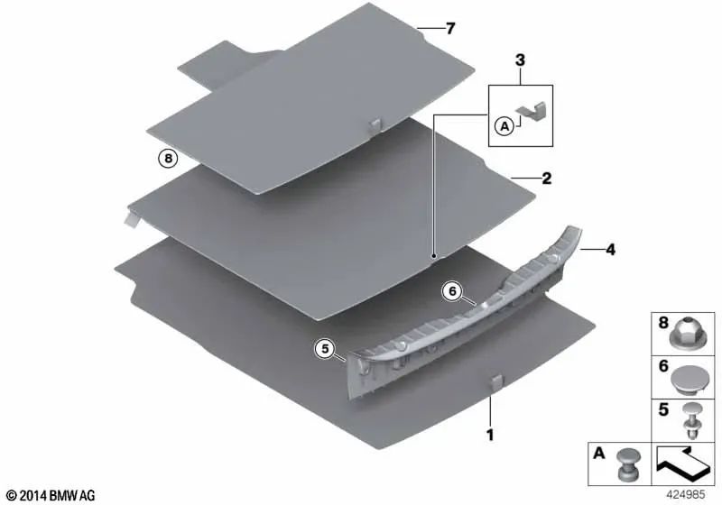 Bandeja de maletero para BMW Serie 5 F10, F18 (OEM 51477222131). Original BMW