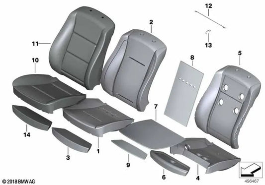 Funda de asiento multifuncional de cuero para BMW Serie 7 E65, E66 (OEM 52107153304). Original BMW