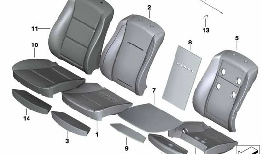 Funda de asiento de cuero beige OEM 52107018451 para BMW E65 y E66. Compatible con versiones 730d, 730i, 735i, 740d, 745i con asiento multifunción. Original BMW.