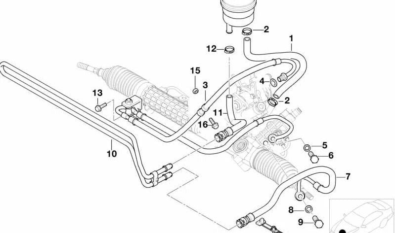 Manguera de presión dirección asistida OEM 32416751242 para BMW E46. Original BMW.