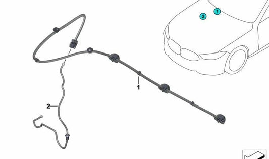 Windshield Wiper Spray Chain OEM 61667435332 for BMW F91, F92, F93, G14, G15, G16. Original BMW.