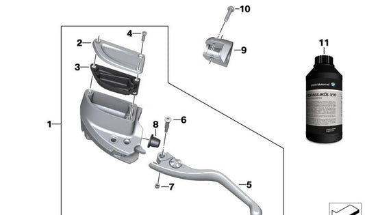Maneta de embrague derecha OEM 32727925222 para motos BMW R18, R18 Classic, R18 B, R18 Transcontinental. Original BMW Motorrad.