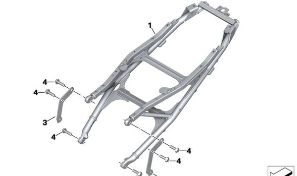 Cuadro trasero OEM 46518404202 para motos BMW F 900 R, F 900 XR. Original BMW Motorrad.