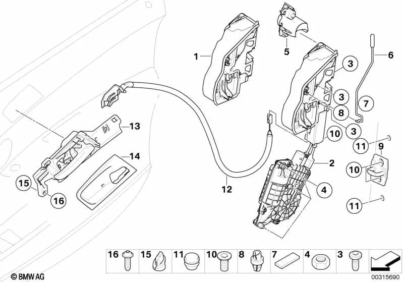 Left system lock for BMW E70, E71 (OEM 51215A36E83). Original BMW.