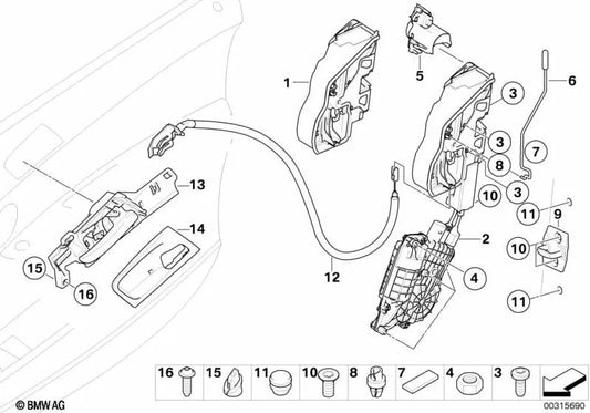 Left system lock for BMW E70, E71 (OEM 51215A36E83). Original BMW.
