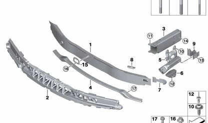 Front left deformation element for BMW 3 Series F34 and 4 Series F32, F33, F36 (OEM 51117289909). Original BMW.