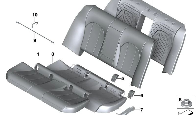 Copertura Isofix centrale per BMW G20, G21, G28, G80, G81 (OEM 52207499571). BMW originale