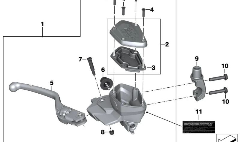 Conjunto del freno de mano OEM 32728561414 para BMW K1600 GT, K1600 GTL, K1600 Bagger. Original BMW Motorrad.
