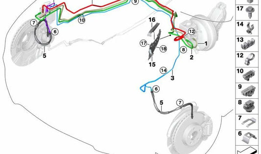 Tube de connexion maître de frein OEM 34326859931 pour BMW F15 (x5). BMW d'origine