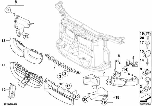 Aktive überlegene Kühlflossen für BMW E81, E82, E87N, E88 (OEM 51647174450). Original BMW