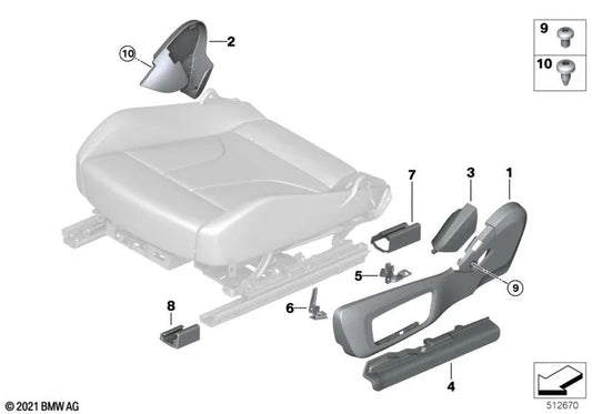 Linke Sitzinnenverkleidung OEM 52109853861 für BMW 2er G42, 4er G22, G23... und mehr. Original BMW.