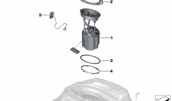 Sensor de presión y temperatura de combustible OEM 16147353214 para BMW F45, F46, F60. Original BMW.