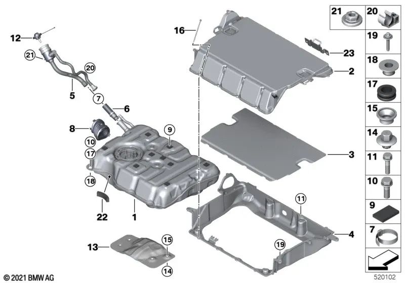 Parafuso hexagonal para BMW 5 G30 Series, G38, 7 G11 Series, G12 (OEM 0711908686). BMW original