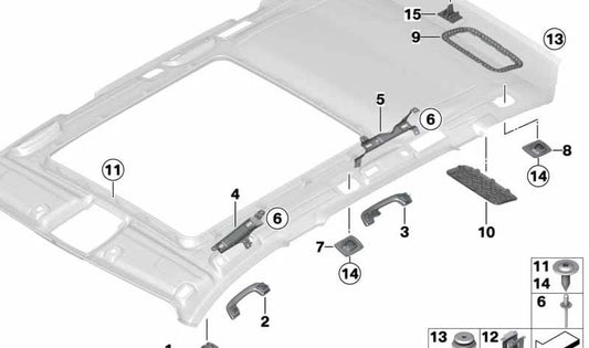 Tapa soporte red separadora izquierda OEM 51447292021 para BMW F31 y F31N. Color gris Everest. Original BMW.