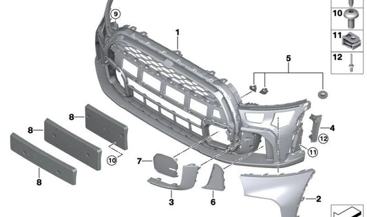 Soporte de matrícula delantero OEM 51749853982 para MINI F56 LCI, F55 LCI, Cabrio F57 LCI (03/2020 - 02/2024). Original MINI.