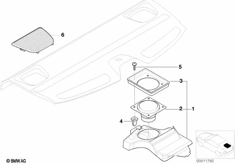 Rechte hintere Lautsprecher für BMW 5 E39 -Serie (OEM 65138369068). Original BMW.