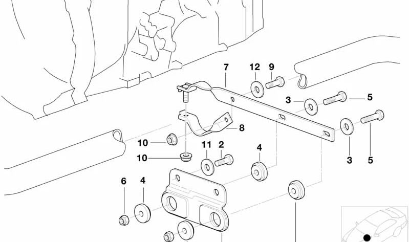 Soporte del Sistema de Escape para BMW Serie 3 E46 (OEM 18301439286). Original BMW