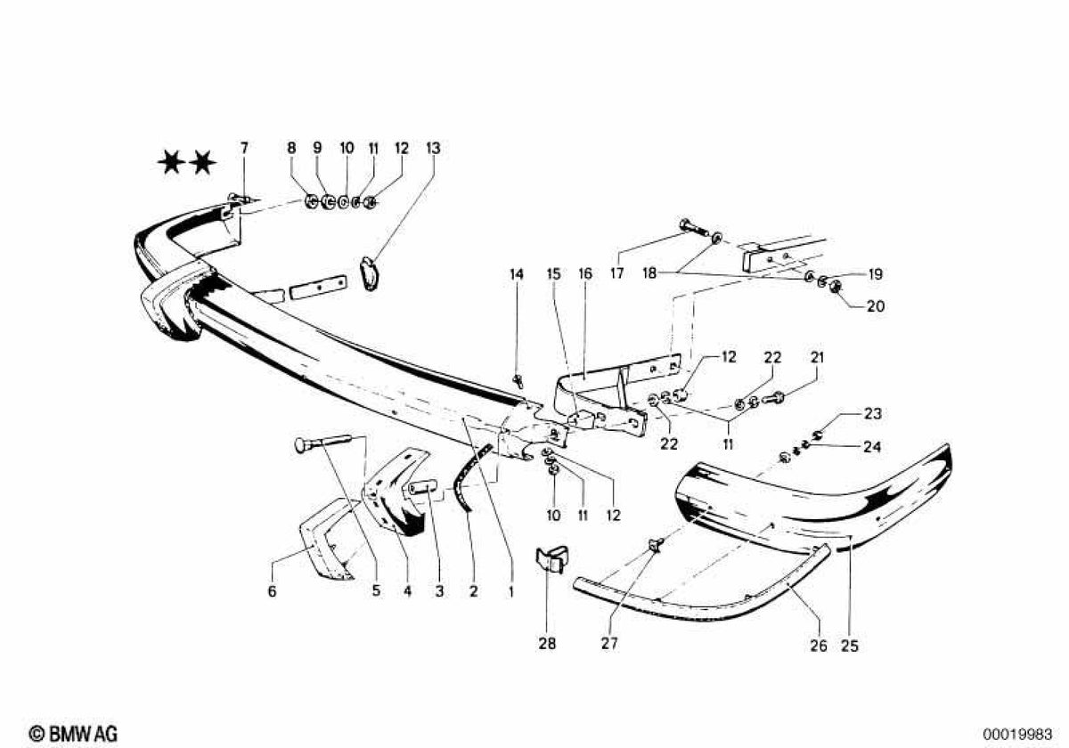 Soporte derecho OEM 51111822064 para BMW E23, E24, E32, E34. Original BMW.