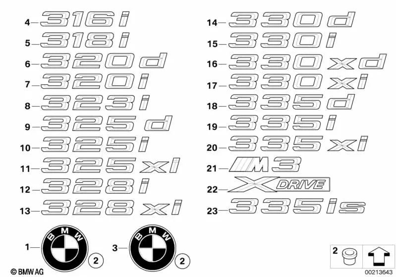 Rear emblem sticker for BMW E92, E92N, E93, E93N (OEM 51147166209). Original BMW