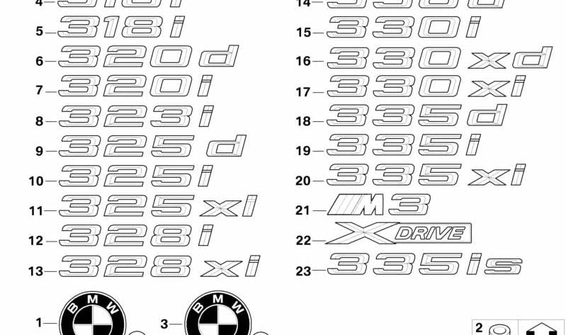 Emblema pegado atrás para BMW E92, E93 (OEM 51147183147). Original BMW