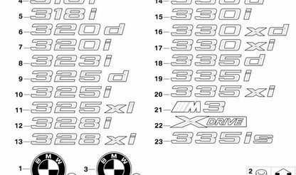 Emblema pegado atrás para BMW E92, E93 (OEM 51147183147). Original BMW