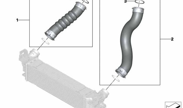 Tubo intercooler OEM 11618571024 para BMW G30, G31, G32, G11, G12, G05, G06, G07. Original BMW.