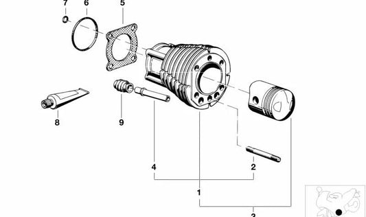 Cilindro compuesto OEM 11111263891 para BMW R50, R60, R75 (modelos clásicos). Pieza original BMW.