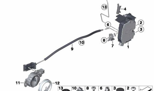 Soporte para cable Bowden derecho OEM 51211499780 para MINI R50, R53, R56, Clubman R55, Cabrio R52, Coupé R58... y más. Original MINI.