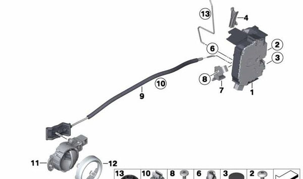 Cierre de puerta derecha OEM 51200556767 para MINI R50, R52, R53. Original MINI.