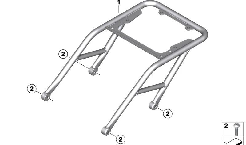 Soporte Topcase trasero negro OEM 46545A6C470 para motos BMW R 18 Transcontinental (K35) 2021-2023. Original BMW Motorrad.