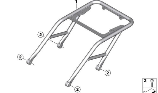 Soporte Topcase trasero negro OEM 46545A6C470 para motos BMW R 18 Transcontinental (K35) 2021-2023. Original BMW Motorrad.