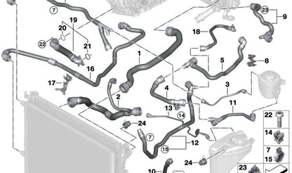 Soporte del radiador OEM 17128670903 para BMW 5er F90 M5 (todos los modelos) y G30 520e/520i (todos los modelos). Compatible con versiones automáticas y tracción total o trasera. Pieza original BMW.