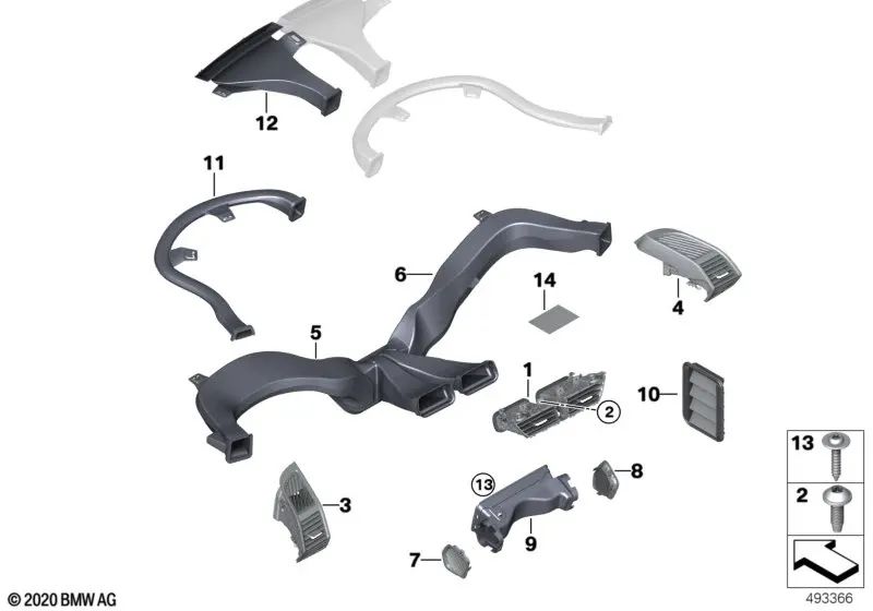 Canale d'aria calda destra per BMW I01, I01N (OEM 51459269851). BMW originale.