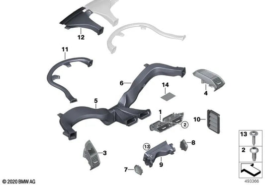 Canal de ar quente certo para BMW i01, i01n (OEM 51459269851). BMW original.