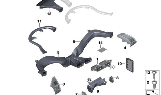 Conducto desempañador luna lateral izquierda OEM 51459288295 para BMW i3 (I01) 60Ah, 94Ah y 120Ah Rex. Modelos compatibles: I01. Original BMW.