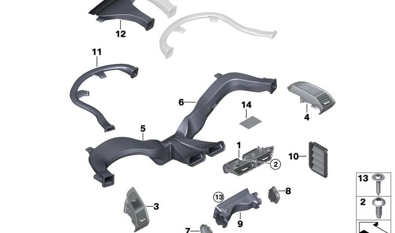 Parrilla de aire fresco central salpicadero OEM 64229282999 para BMW i3 I01, i3 I01 LCI. Original BMW.