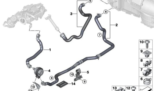 Bomba auxiliar de refrigerante OEM 64219874308 para BMW G30, G31, G32, G11, G12, G14, G15, G16, G01, G02. BMW original.