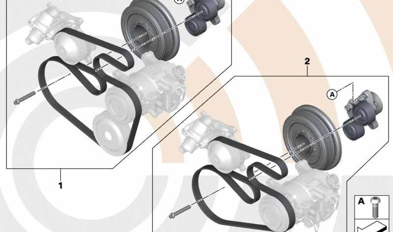 Kit completo de reparo de transmissão por correia para BMW Série 1 E81, E82, E87N, E88, Série 3 E90, E90N, E91, E91N, E92, E93, X1 E84 (OEM 11282409321). BMW originais.