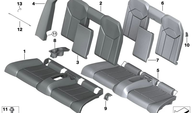 Coperchio di supporto in pelle centrale per BMW G83 (OEM 52209503861). BMW originale