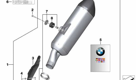 Juego de piezas adicionales para silenciador deportivo OEM 77118543505 para BMW R1200GS, R1200GS Adventure, R1250GS... y más. Original BMW Motorrad.
