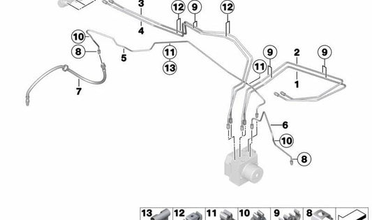 Tubería de freno delantera OEM 34309812651 para MINI Countryman R60, Paceman R61 (2010–2016). Original MINI.