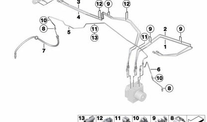 Soporte de tubería de freno OEM 34300717868 para MINI R50, R53, R56, Clubman R55, Cabrio R52, Coupé R58, Roadster R59, Countryman R60, Paceman R61... y más. Original MINI.