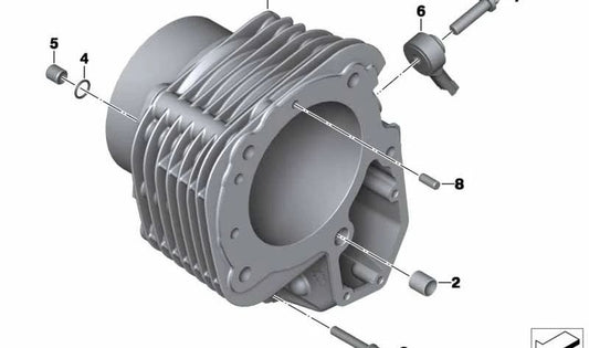 Cilindro izquierdo plata OEM 11117673529 para motos BMW R1200GS, HP2 Enduro, R1200R. Original BMW Motorrad.
