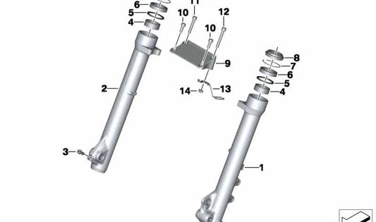 Estabilizador delantero negro OEM 31427726850 para motos BMW G 650 GS, G 650 GS Sertão. Original BMW Motorrad.