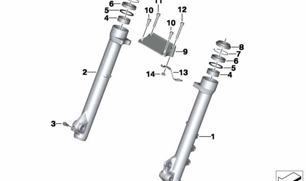 Estabilizador delantero negro OEM 31427726850 para motos BMW G 650 GS, G 650 GS Sertão. Original BMW Motorrad.