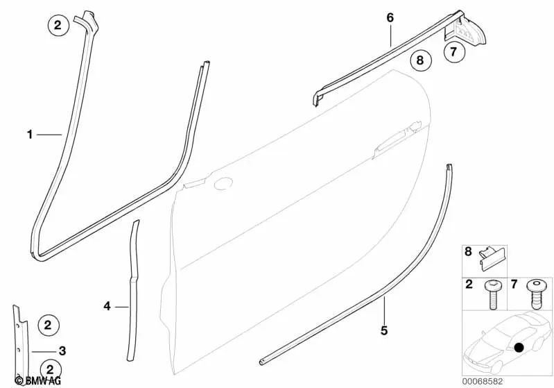 Vedação da porta esquerda para BMW Z8 E52 (OEM 51718232333). BMW originais.