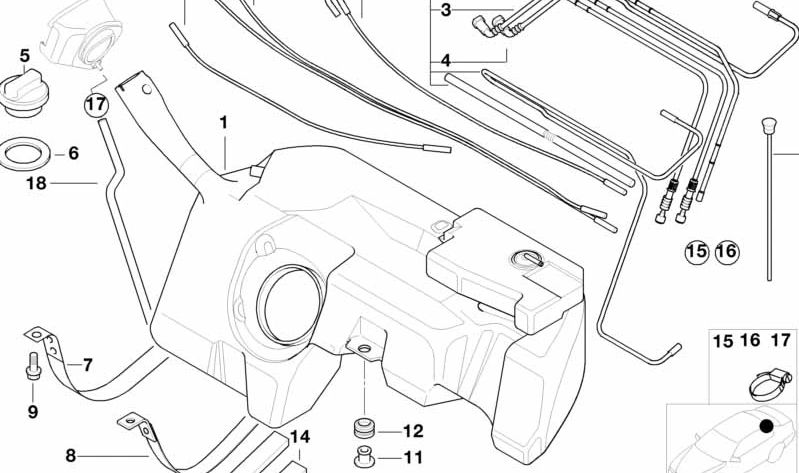 Tubería de retorno de combustible OEM 16112229674 para BMW E36 y Z3. Original BMW.