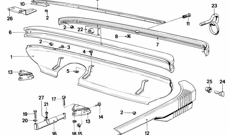 Parte central del parachoques OEM 51121961808 para BMW E23. Original BMW.