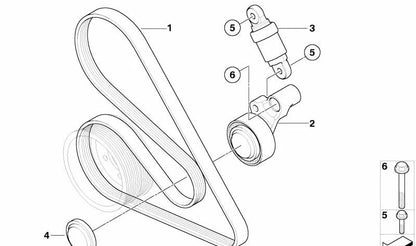 OEM Correa Tensioner 11287835417 for BMW E90, E90N, E92, E92N, E93, E93N, E60, E61N, E63, E64. Original BMW.